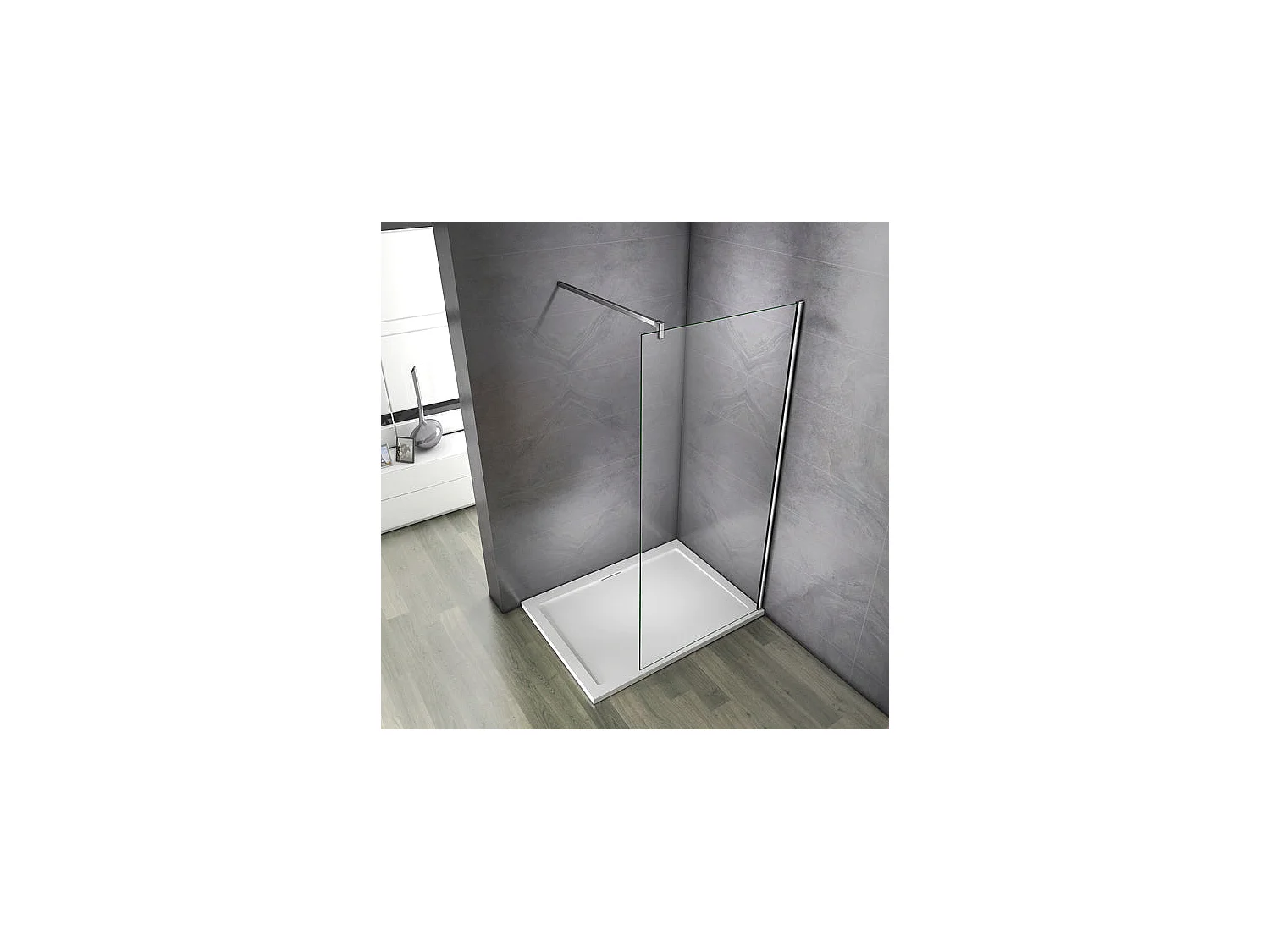 Paroi de douche fixe à l'italienne 140x200cm - 10mm verre trempé anticalcaire - Avec barre de fixation 90cm en carré