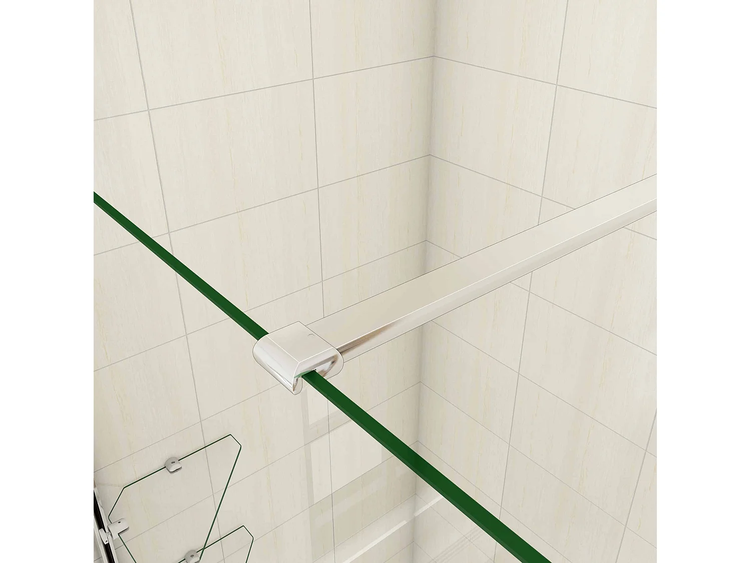 Paroi de douche à l'italienne 120x190cm avec étagères et barre de fixation 140cm recoupable, en 8mm verre anticalcaire