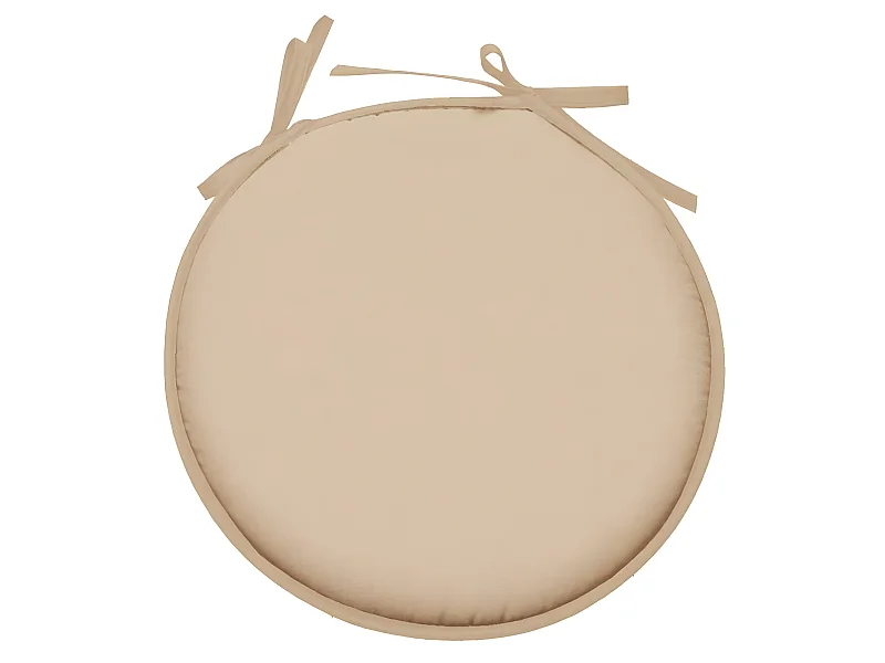 Galette de chaise ronde en polyester ton lin