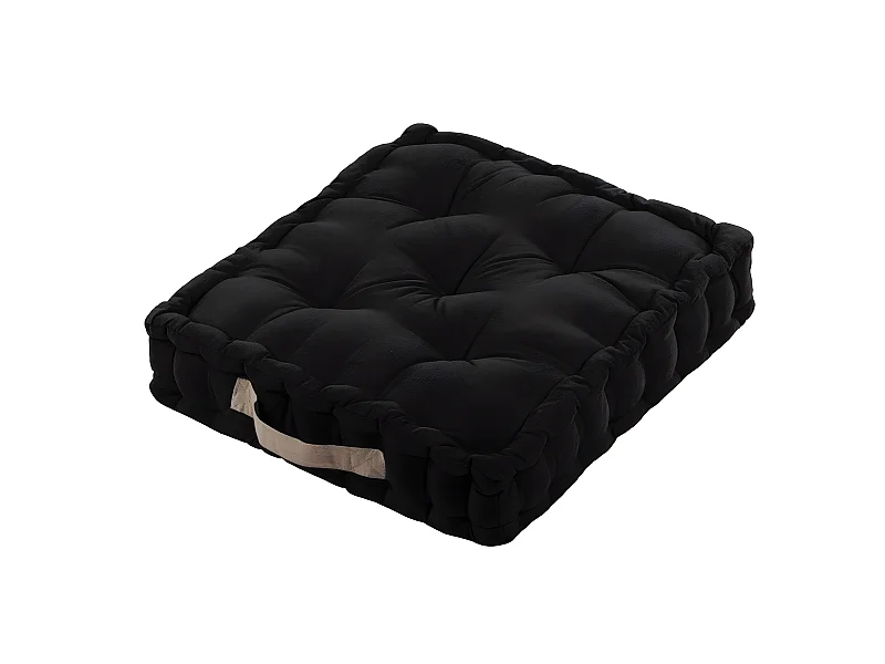 Epais coussin de sol en coton noir 45 cm