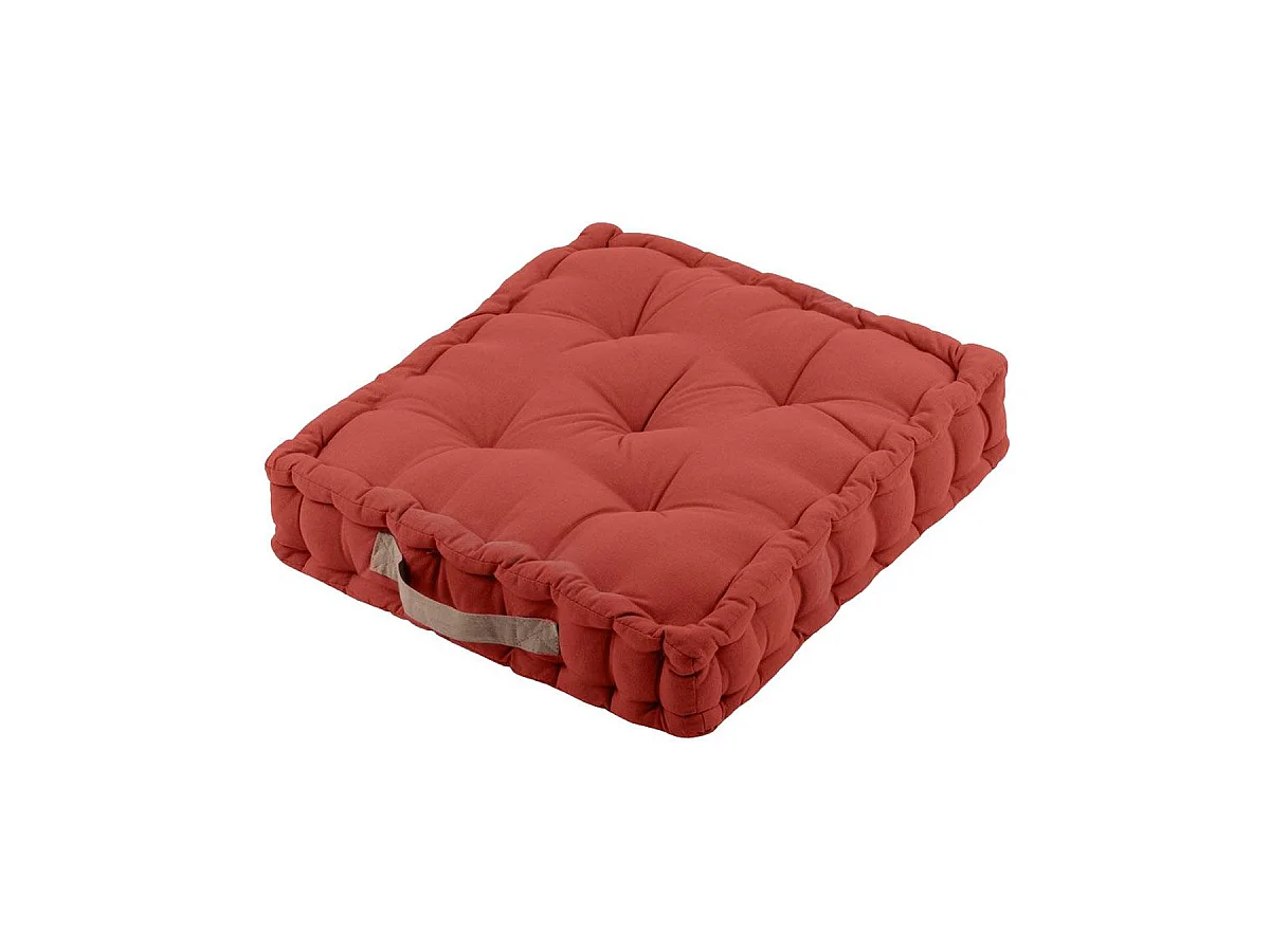 Coussin de sol en coton uni terracotta