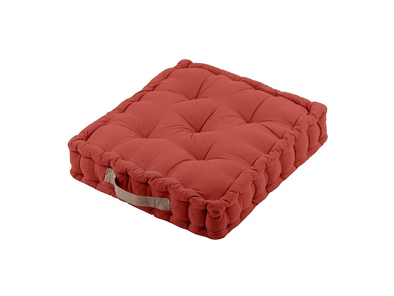Coussin de sol en coton uni terracotta