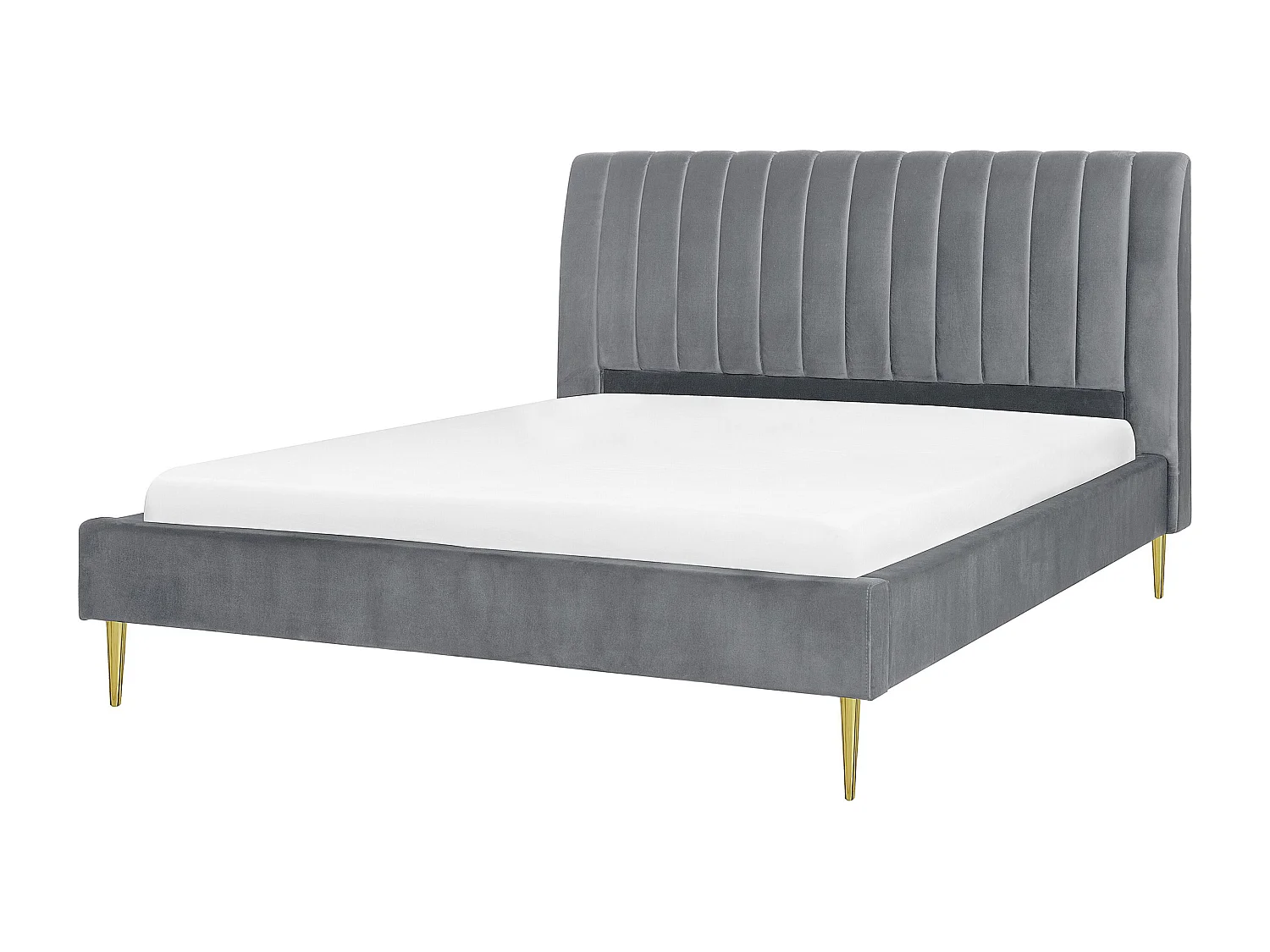 Lit avec sommier Velours MARVILLE 160 x 200 cm Gris