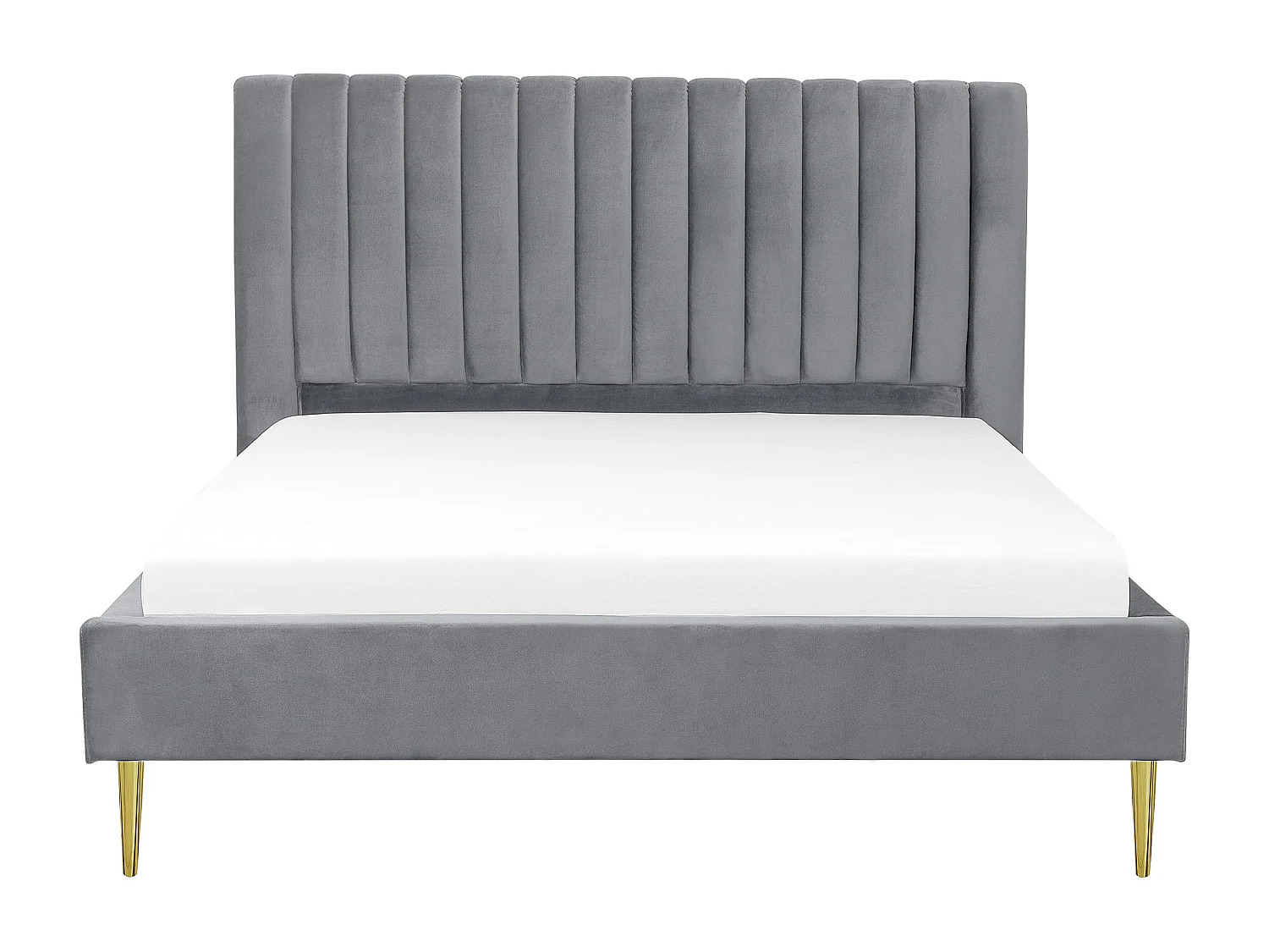 Lit avec sommier Velours MARVILLE 160 x 200 cm Gris