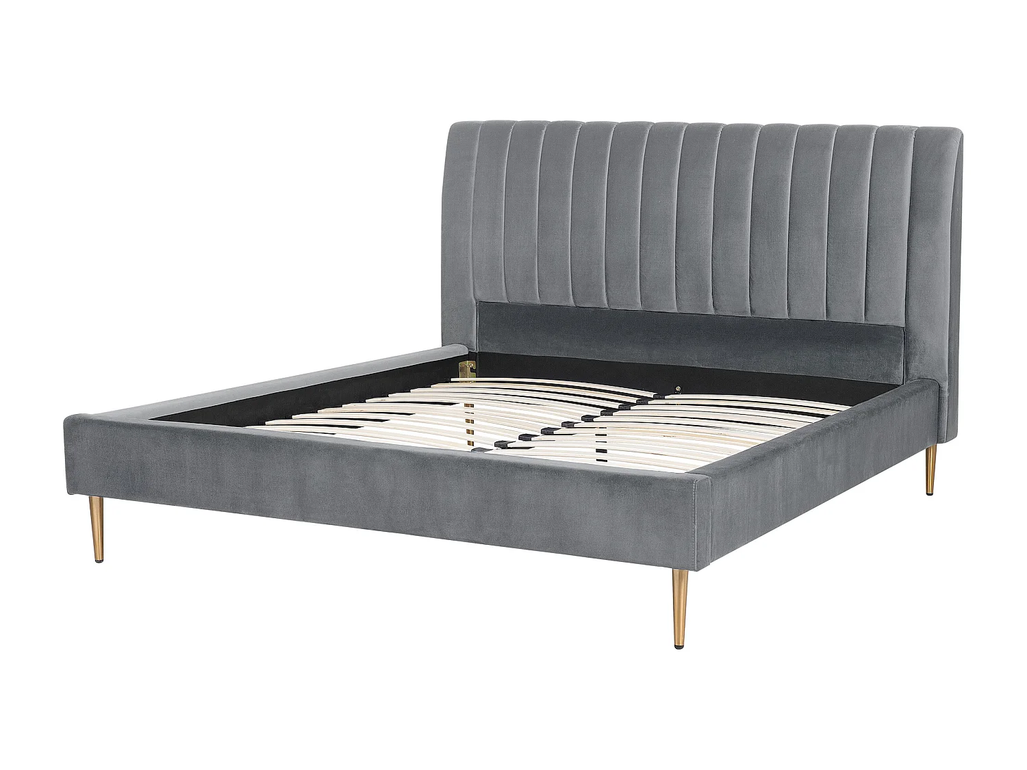 Lit avec sommier Velours MARVILLE 160 x 200 cm Gris