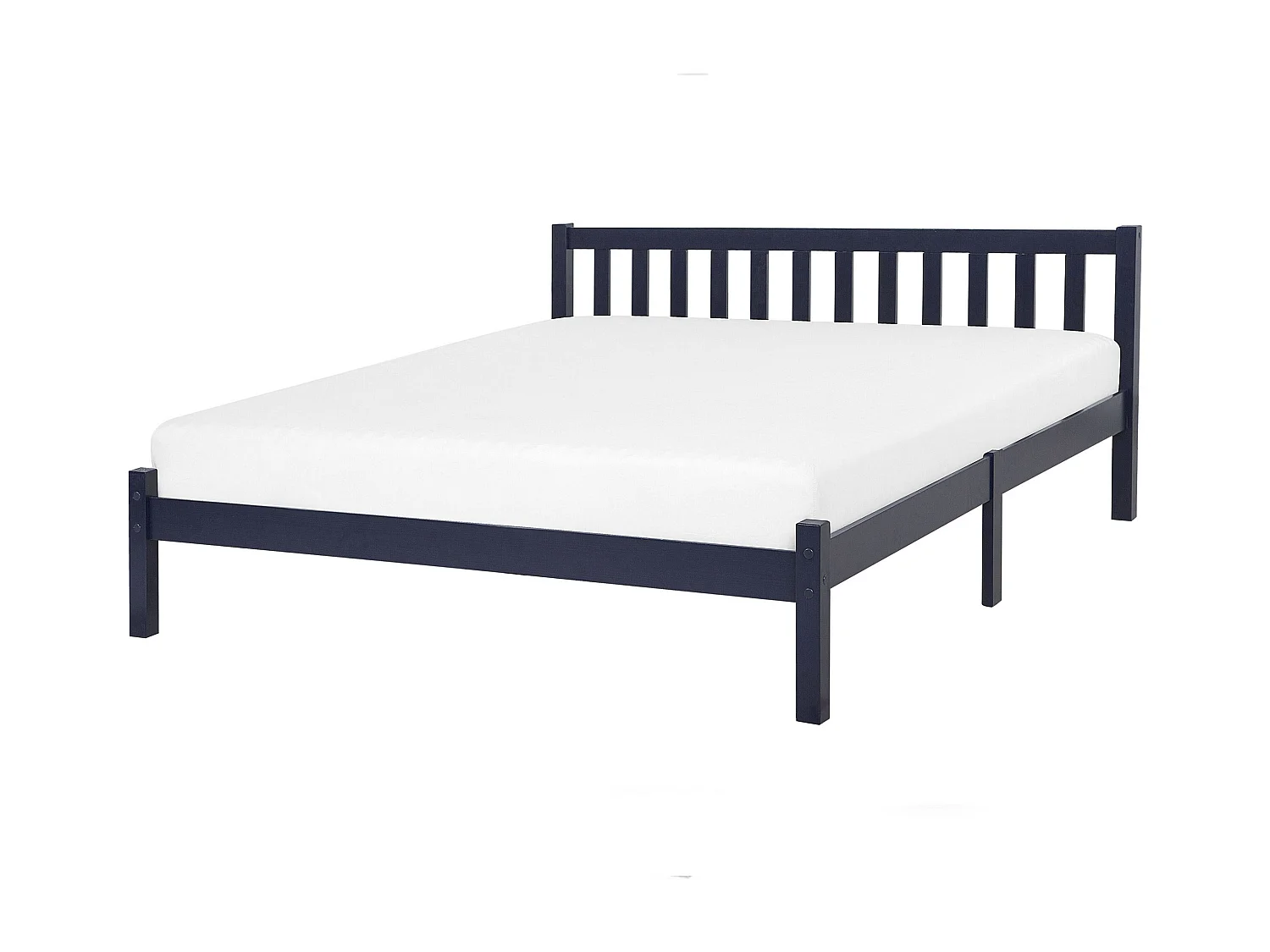 Holzbett Kiefernholz marineblau Lattenrost 160 x 200 cm hohes Kopfteil Florac