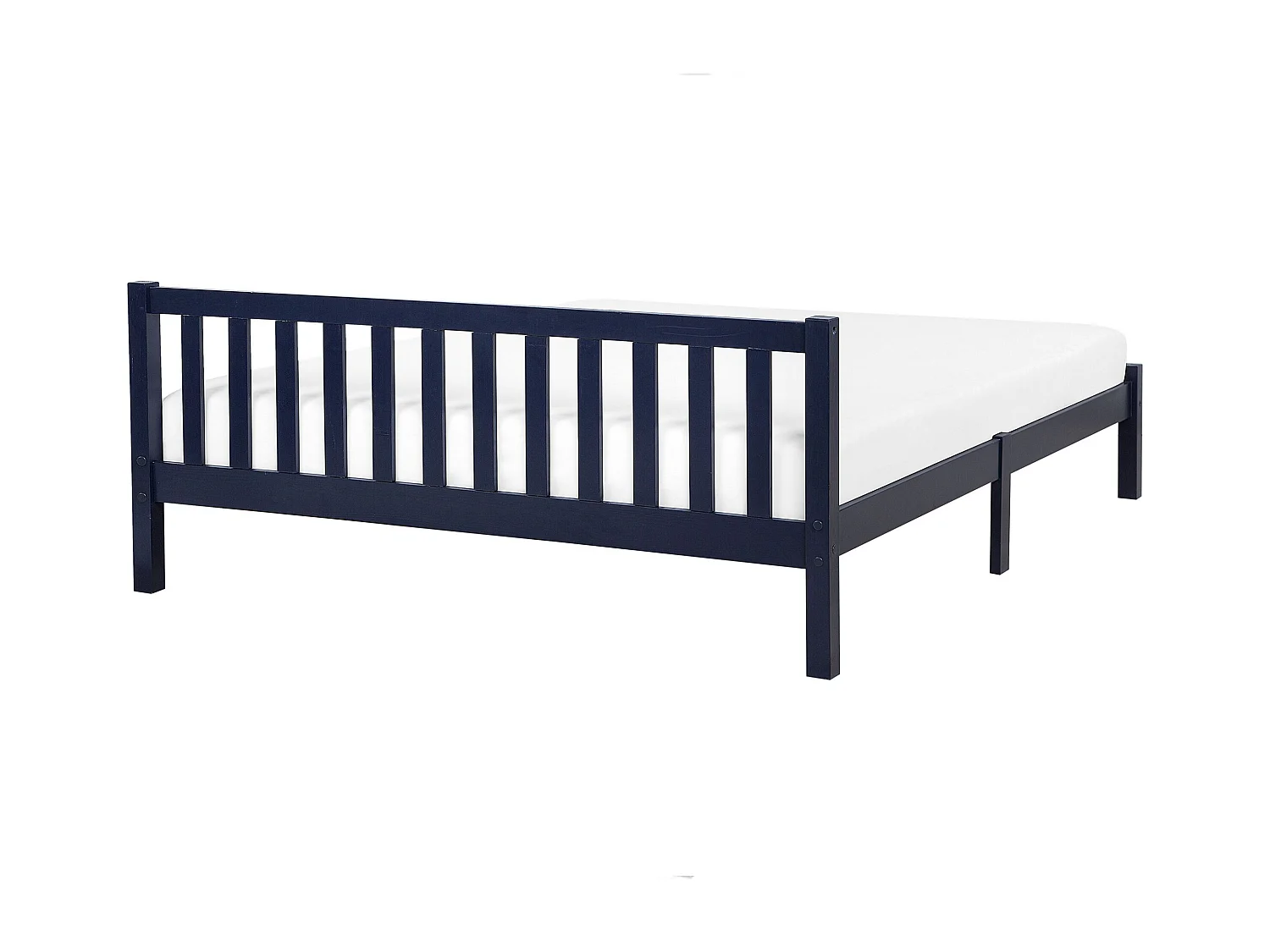 Holzbett Kiefernholz marineblau Lattenrost 160 x 200 cm hohes Kopfteil Florac