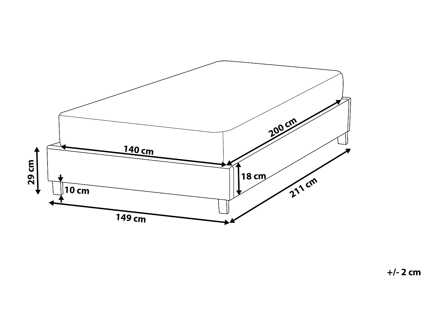 Polsterbett Leinenoptik Grau Doppelbett mit Lattenrost 140 x 200 cm