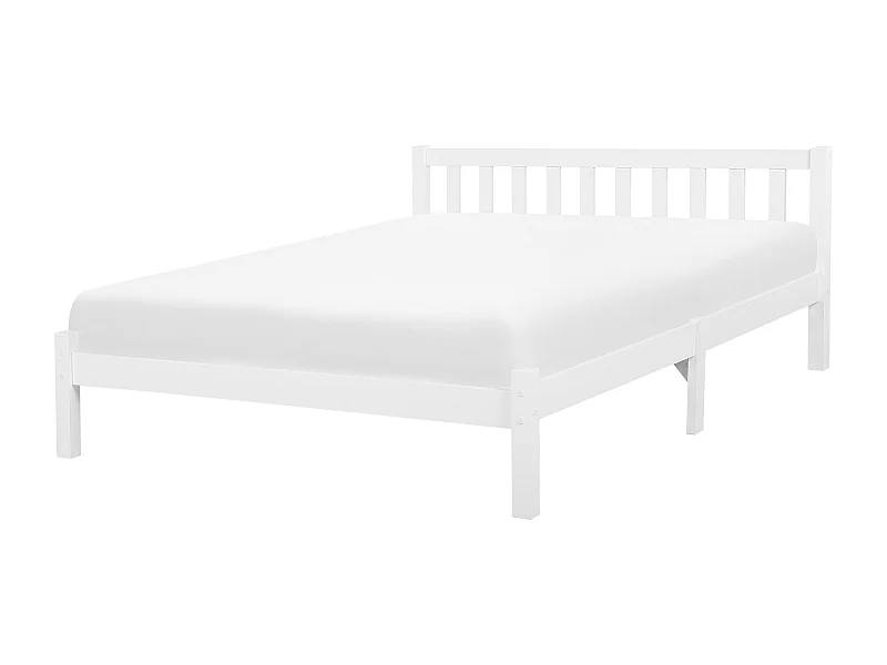 Lit avec sommier Bois de pin FLORAC 180 x 200 cm Blanc