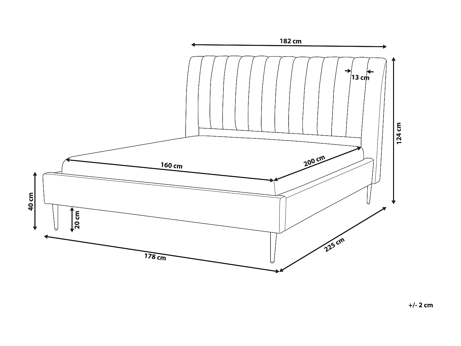 Bed Fluweel MARVILLE 160 x 200 cm Marineblauw