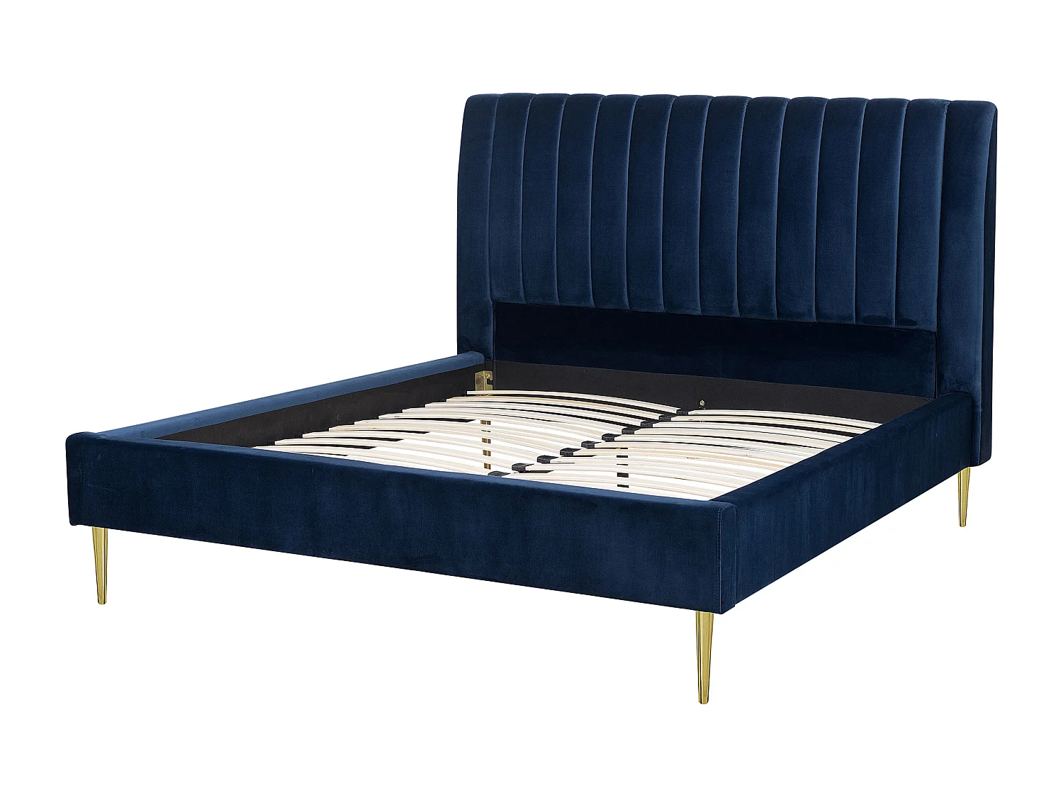 Bed Fluweel MARVILLE 160 x 200 cm Marineblauw