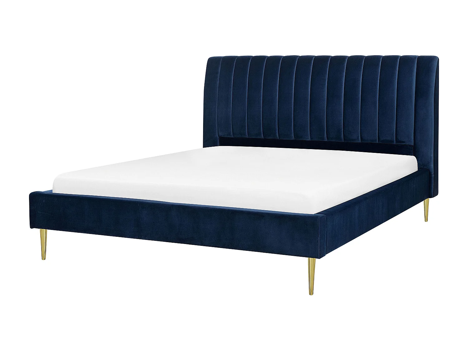 Bed Fluweel MARVILLE 160 x 200 cm Marineblauw