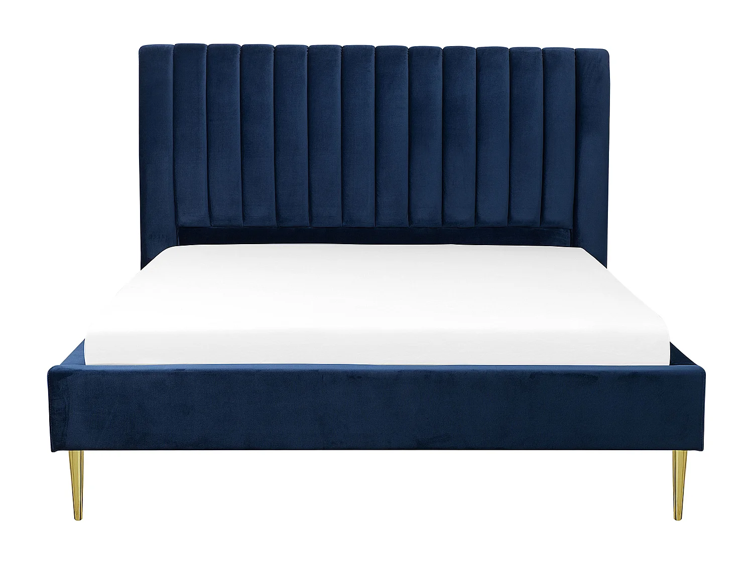 Bed Fluweel MARVILLE 160 x 200 cm Marineblauw