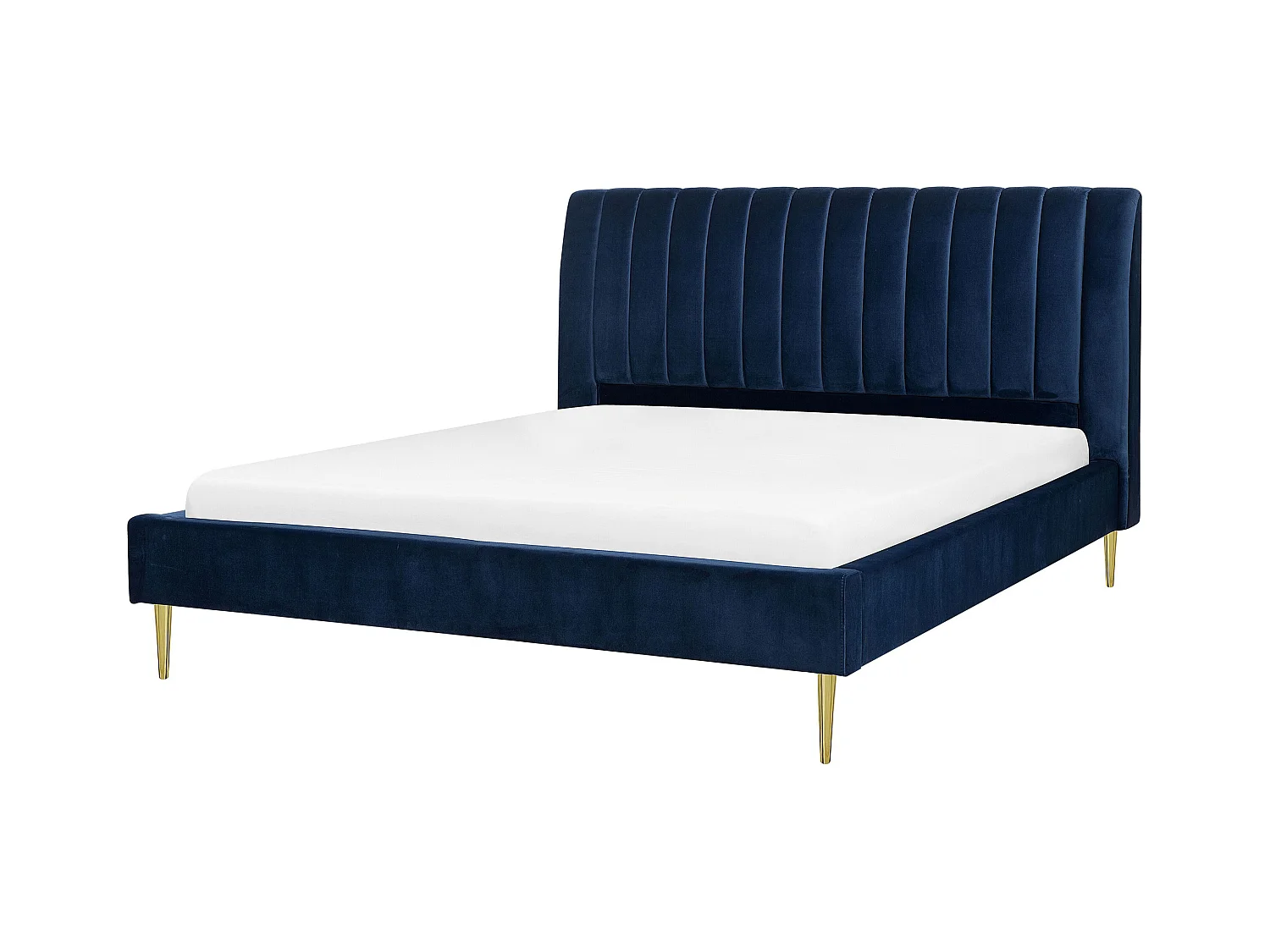 Lit avec sommier Velours MARVILLE 180 x 200 cm Bleu marine