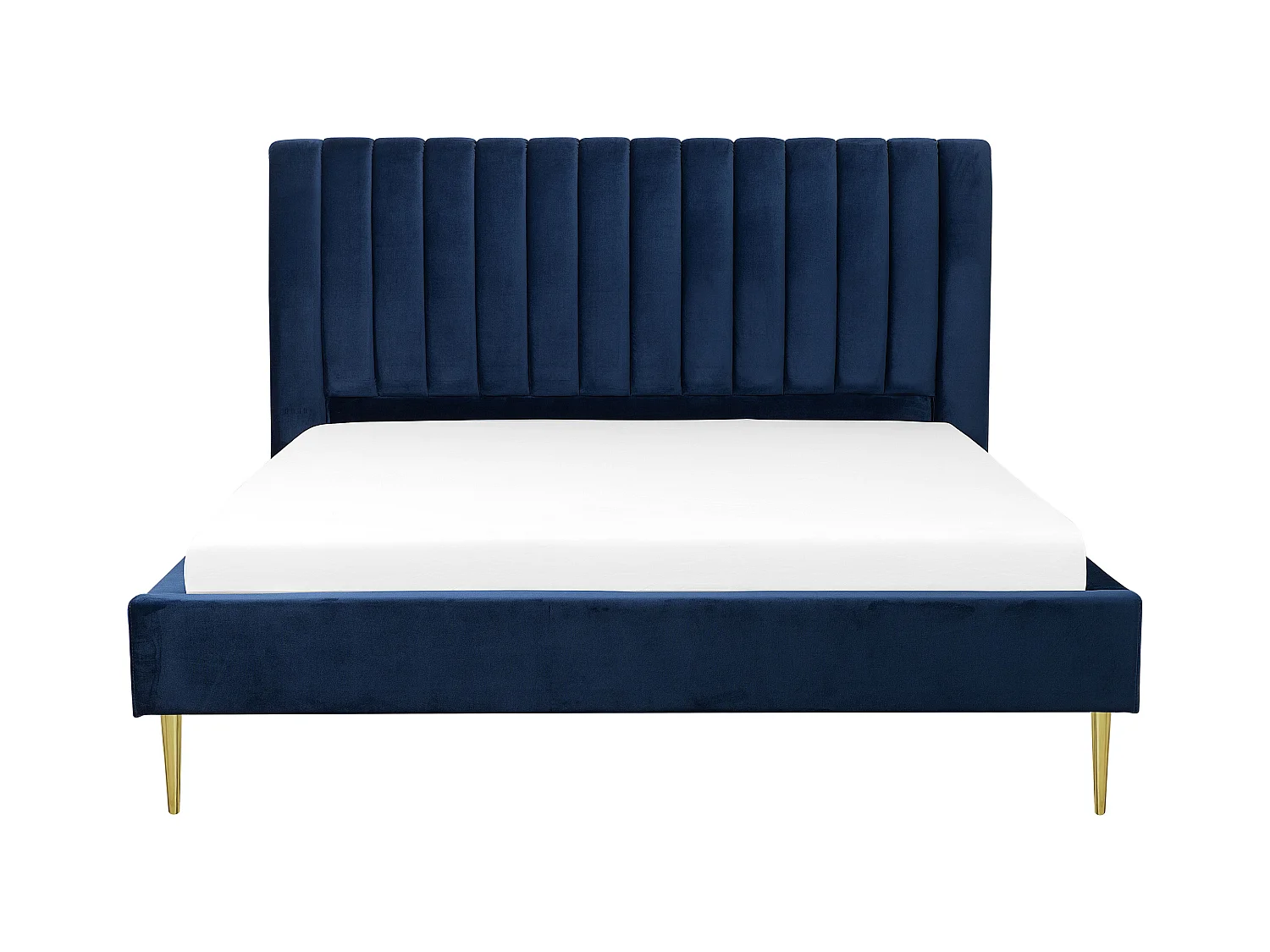 Lit avec sommier Velours MARVILLE 180 x 200 cm Bleu marine