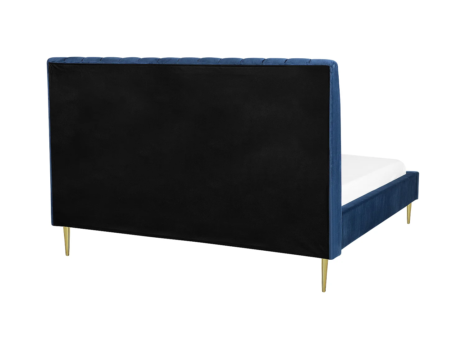 Lit avec sommier Velours MARVILLE 180 x 200 cm Bleu marine