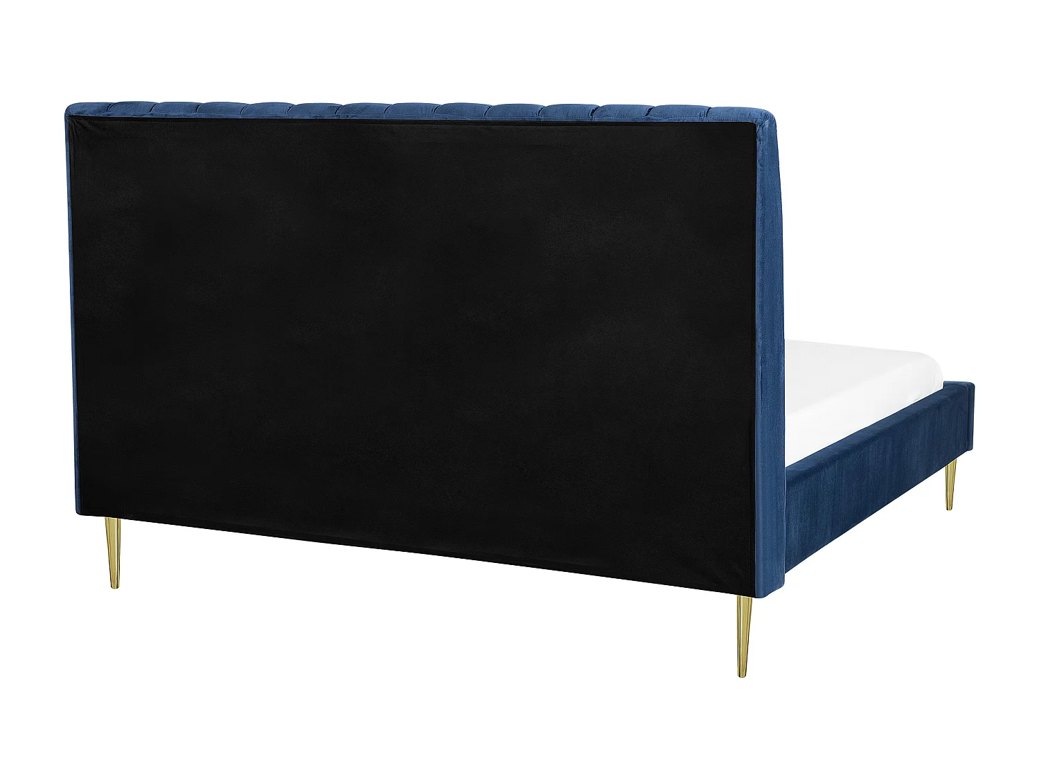 Lit avec sommier Velours MARVILLE 180 x 200 cm Bleu marine