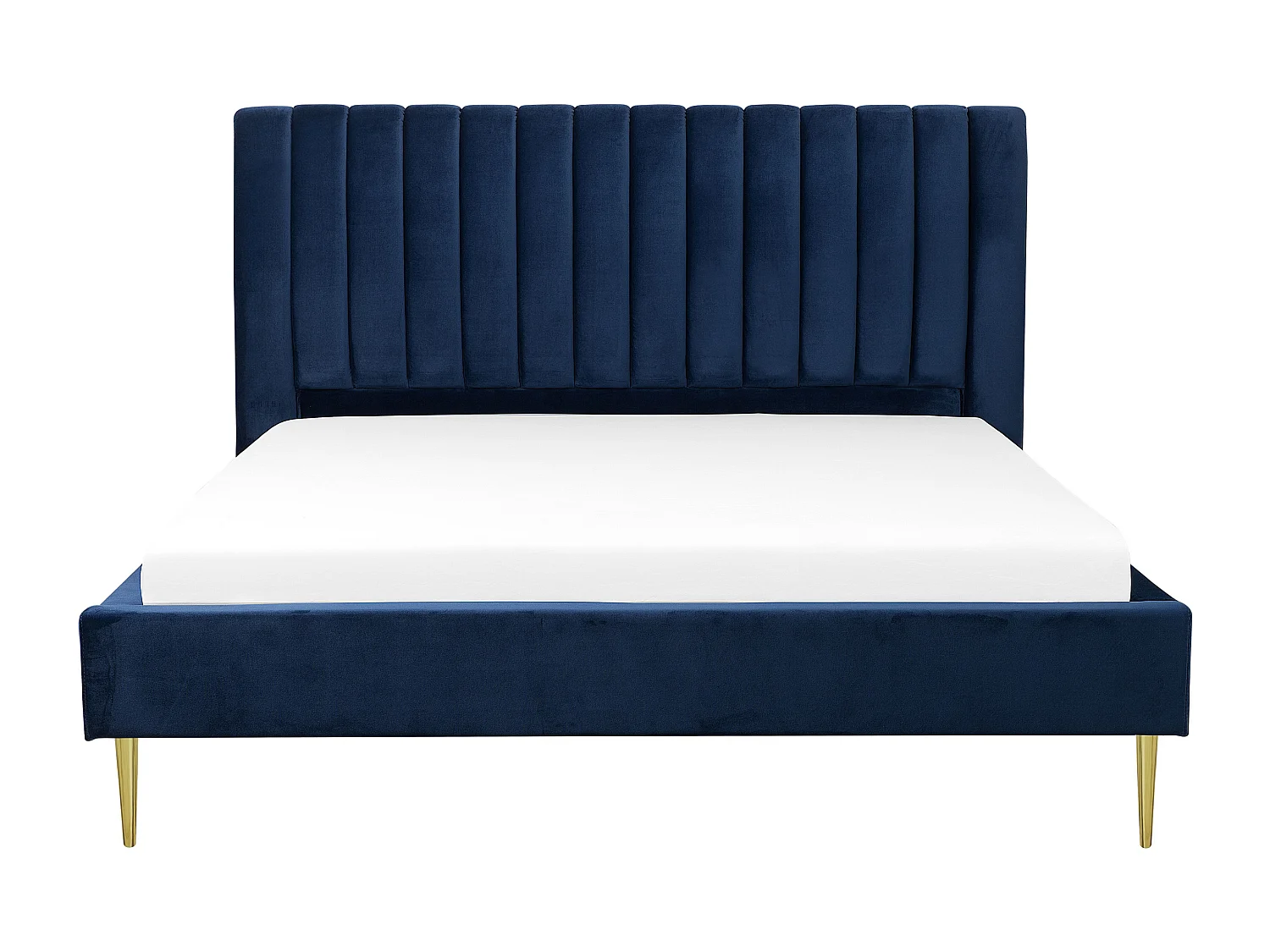 Lit avec sommier Velours MARVILLE 180 x 200 cm Bleu marine