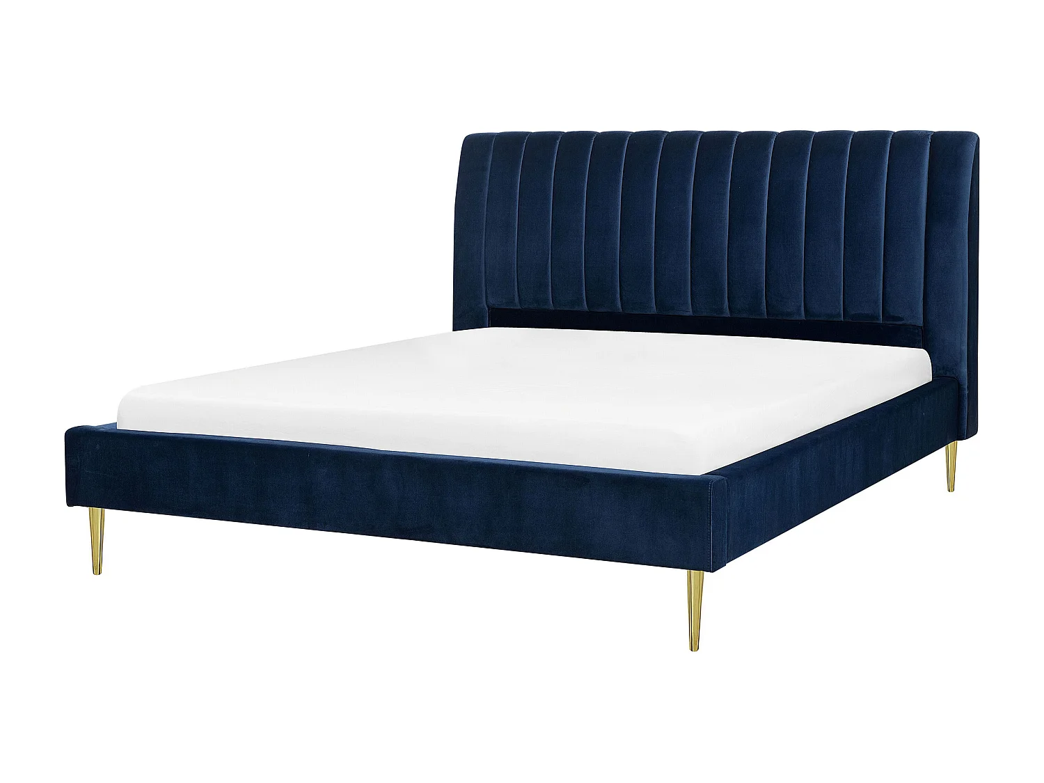 Lit avec sommier Velours MARVILLE 180 x 200 cm Bleu marine