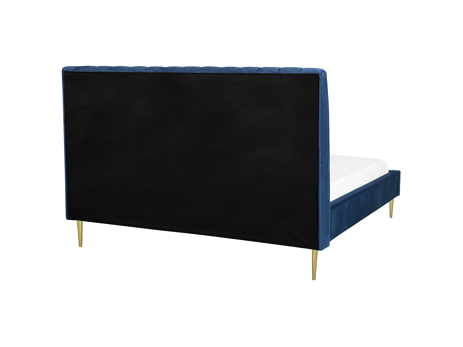 Lit avec sommier Velours MARVILLE 180 x 200 cm Bleu marine