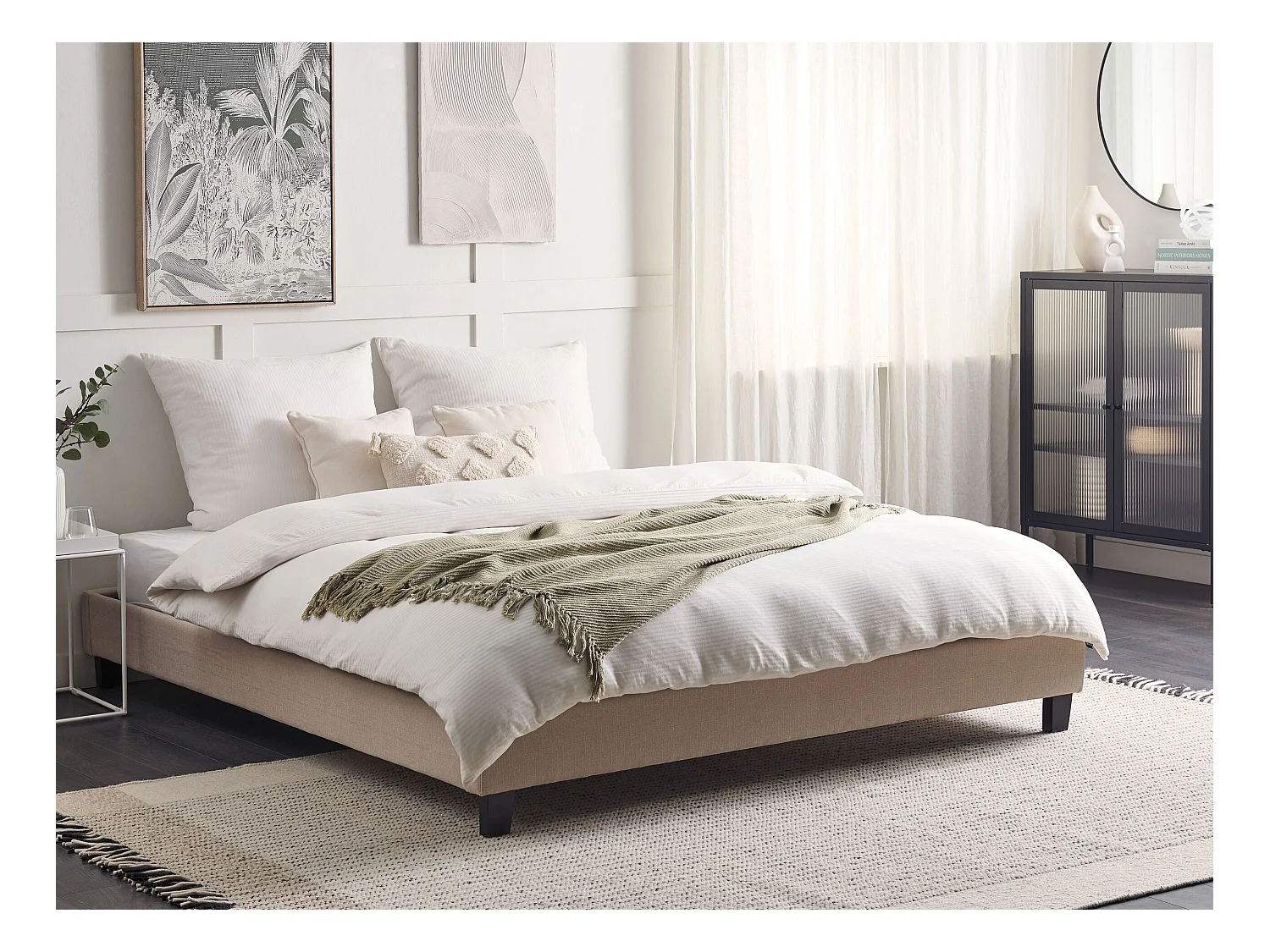 Cama sin cabecero Tela ROANNE 180 x 200 cm Beige