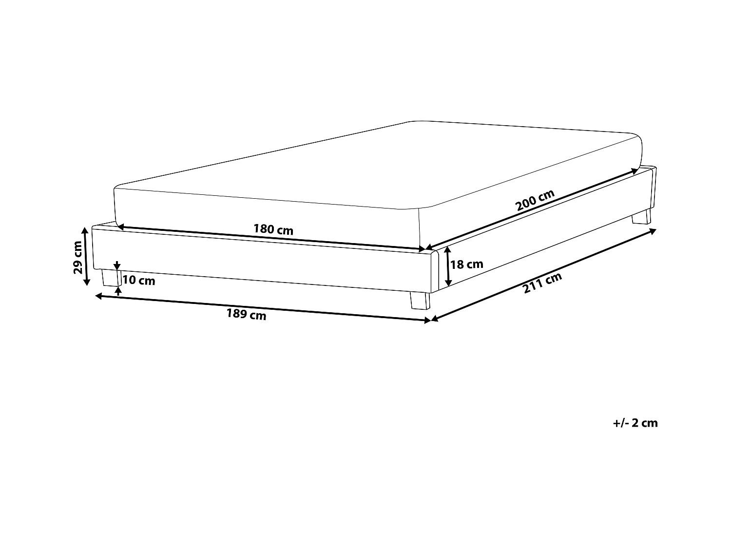 Cama sin cabecero Tela ROANNE 180 x 200 cm Beige