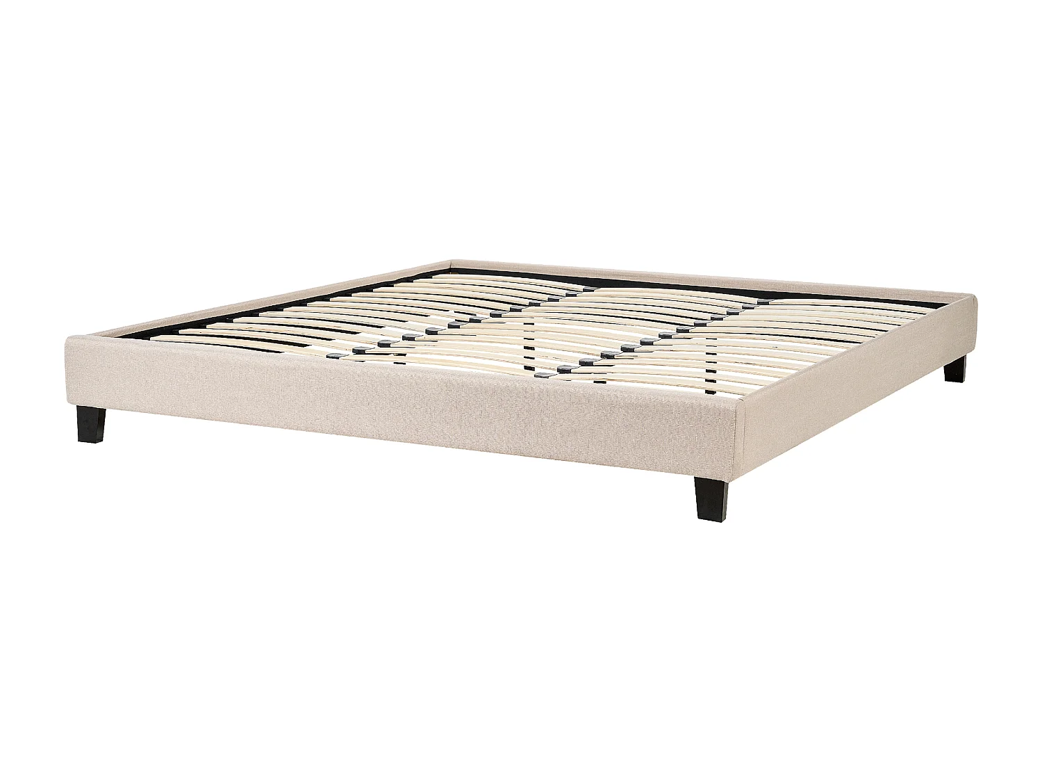 Polsterbett Beige Doppelbett mit Lattenrost 180 x 200 cm modernes Bettgestell