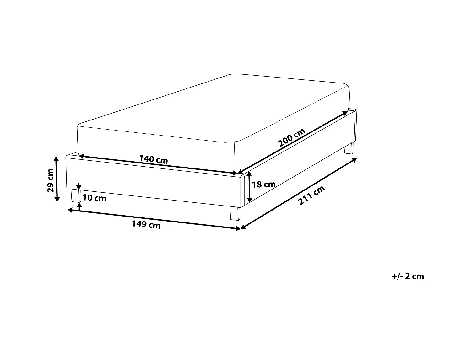 Bed zonder hoofdbord Stof ROANNE 140 x 200 cm Beige