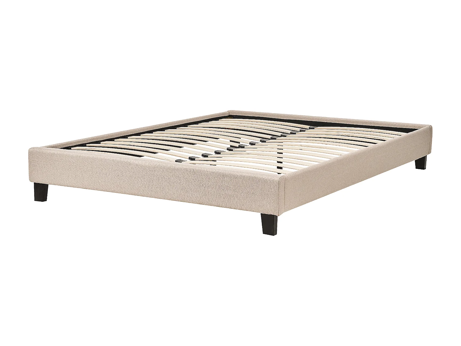 Polsterbett Leinenoptik Beige Doppelbett mit Lattenrost 140 x 200 cm