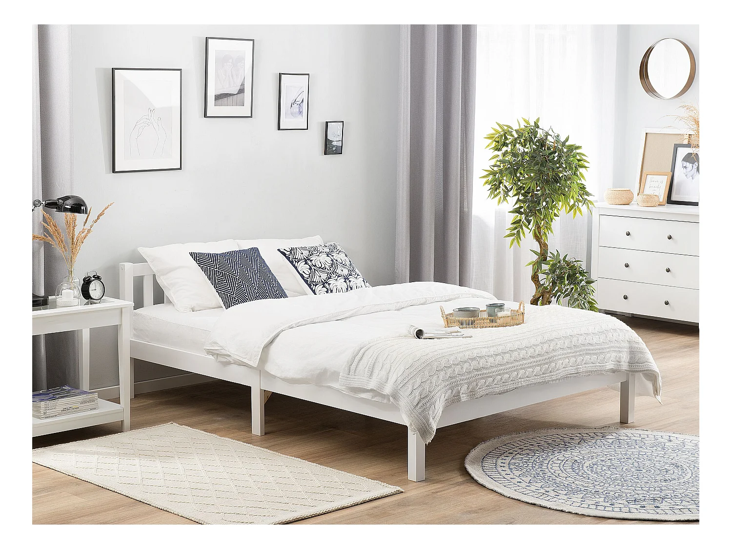 Bed Dennenhout FLORAC 140 x 200 cm Wit