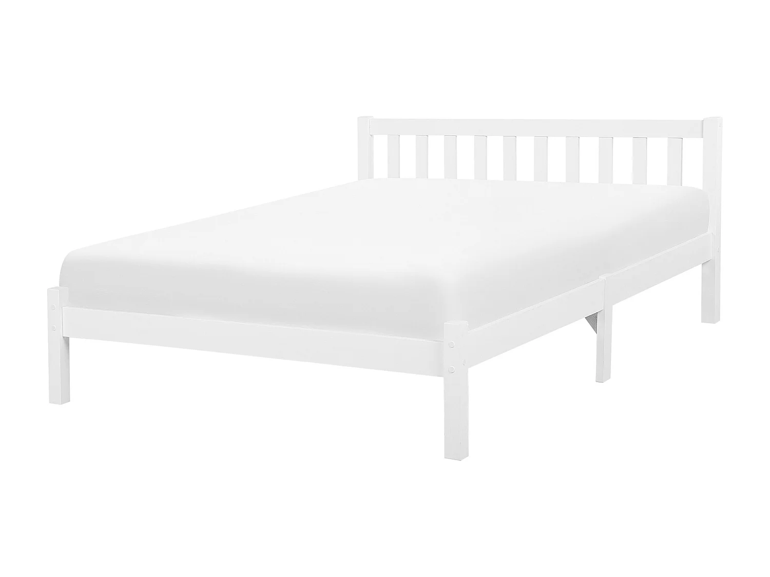 Lit avec sommier Bois de pin FLORAC 140 x 200 cm Blanc