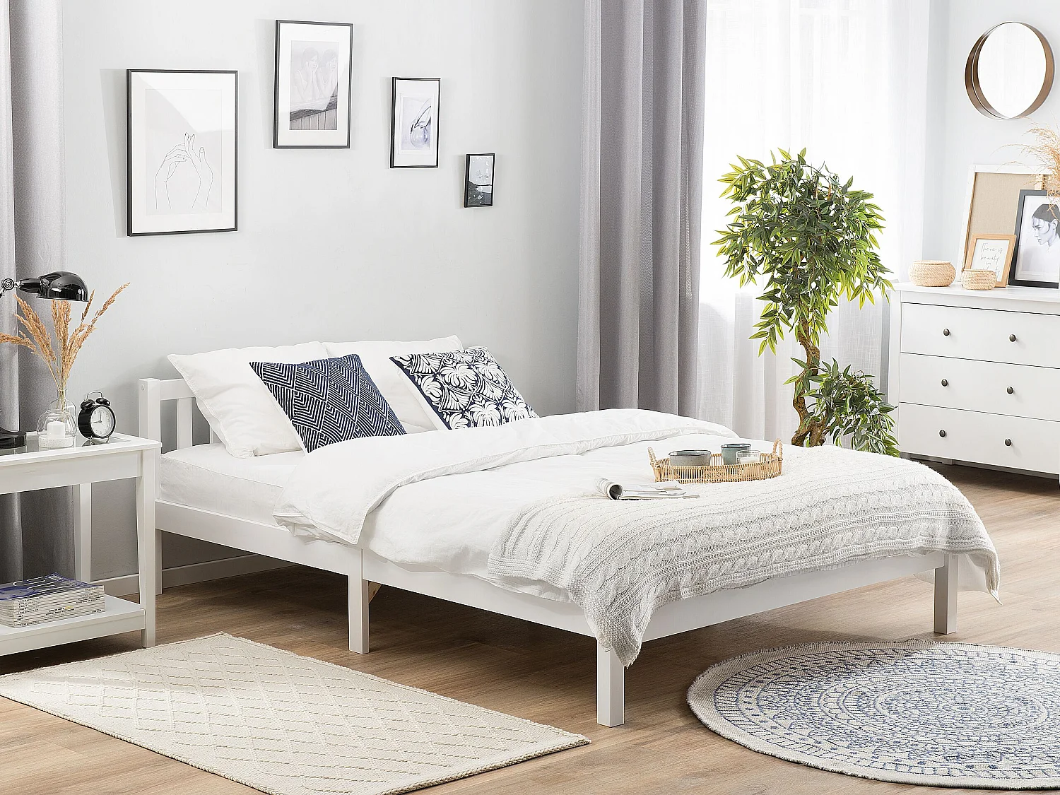Bed Dennenhout FLORAC 140 x 200 cm Wit
