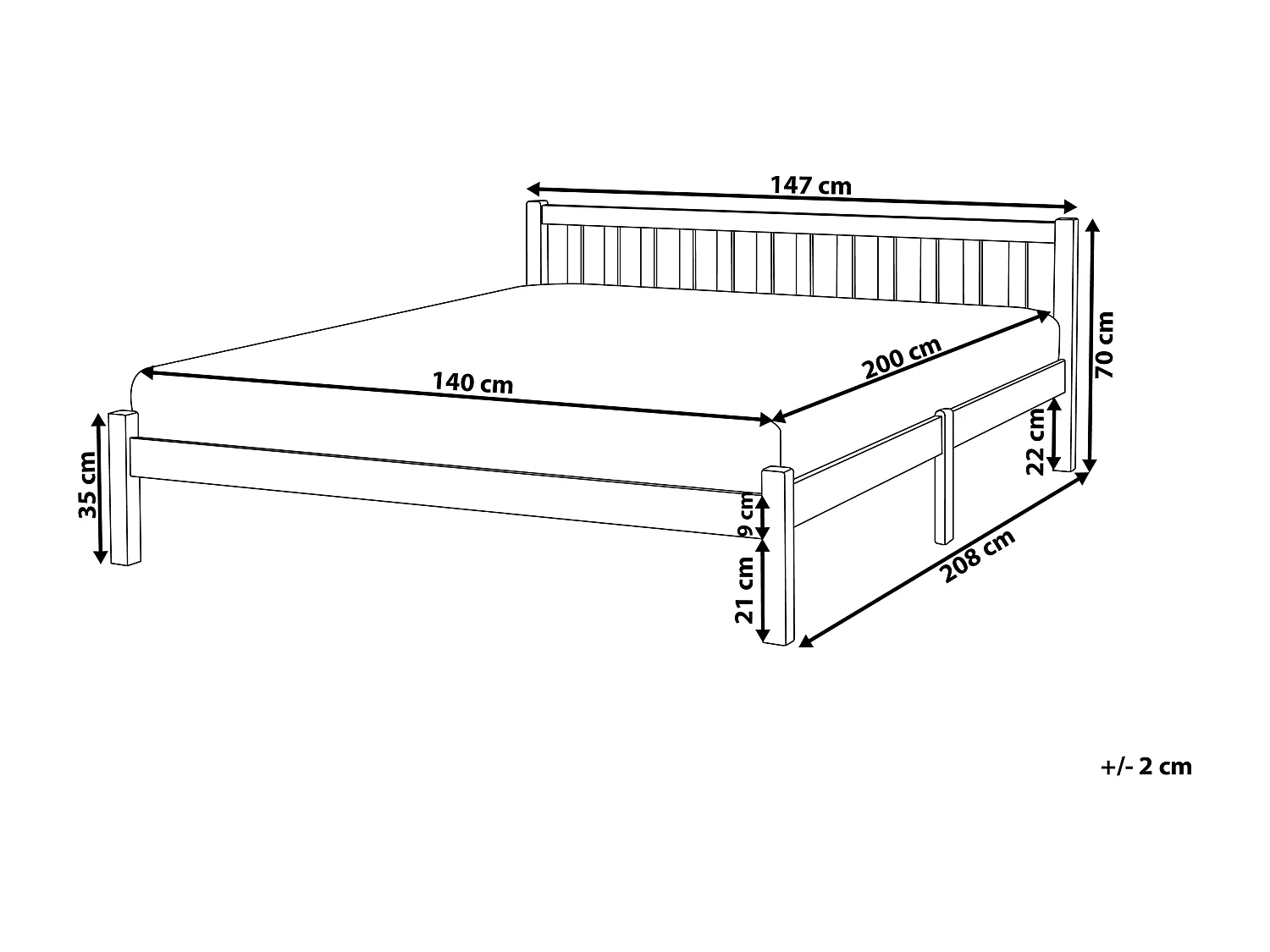 Cama Madeira FLORAC 140 x 200 cm Branco