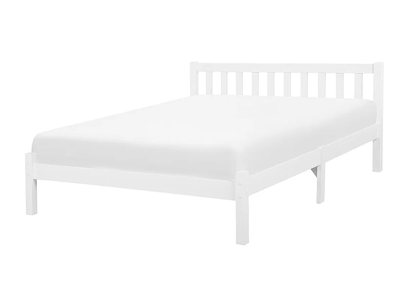 Lit avec sommier Bois de pin FLORAC 140 x 200 cm Blanc