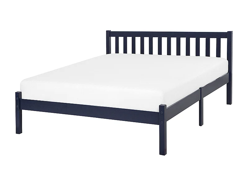 Lit avec sommier Bois de pin FLORAC 140 x 200 cm Bleu marine