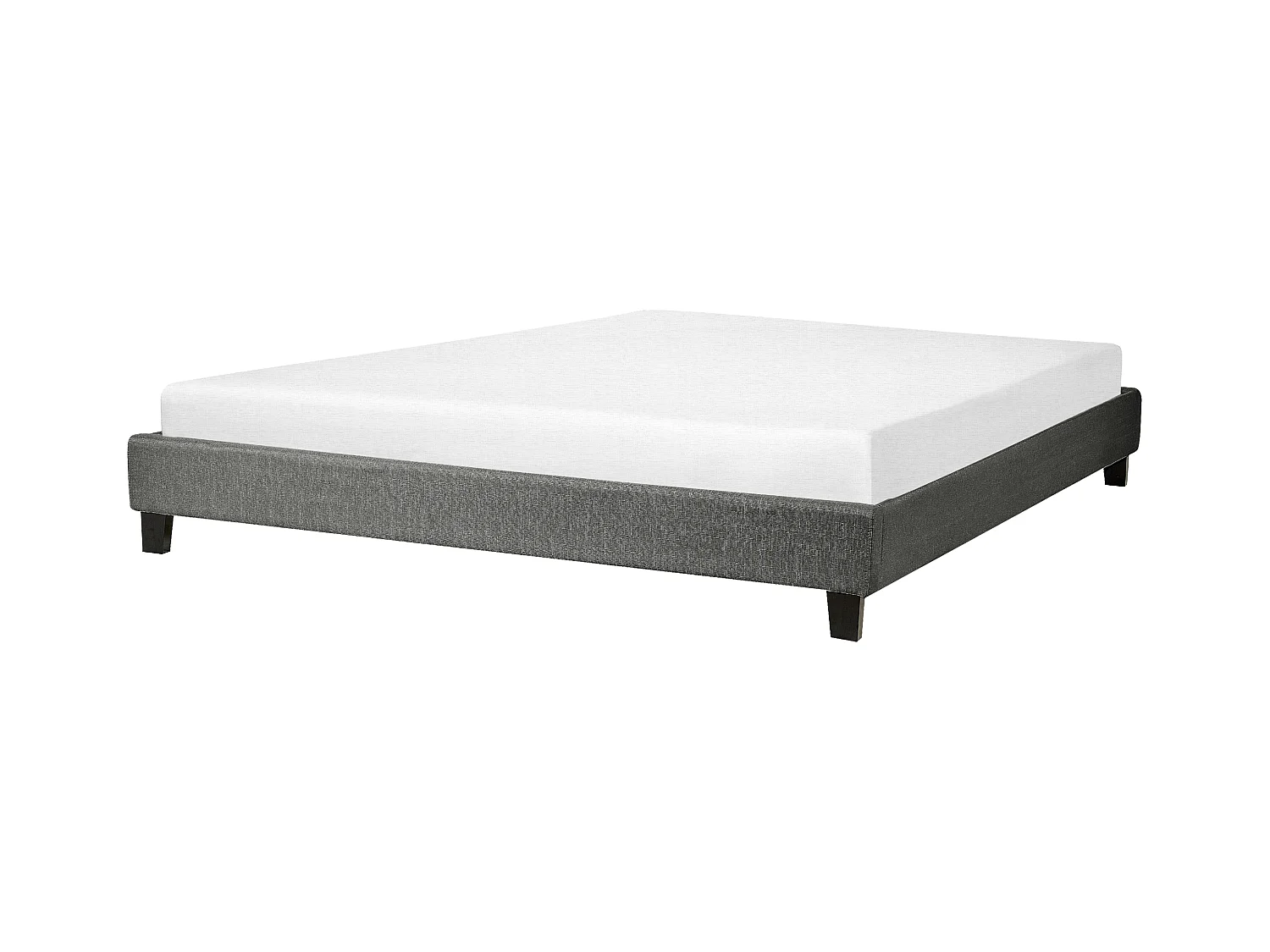 Lit sans tête de lit Tissu ROANNE 180 x 200 cm Gris