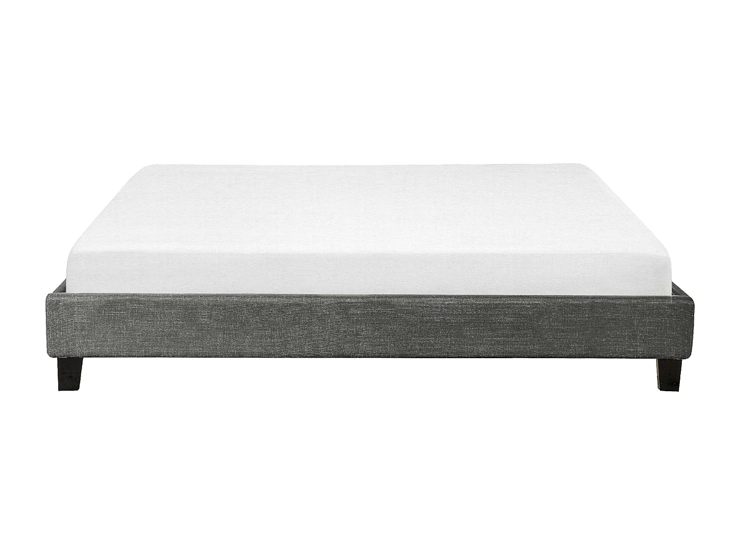 Lit sans tête de lit Tissu ROANNE 180 x 200 cm Gris