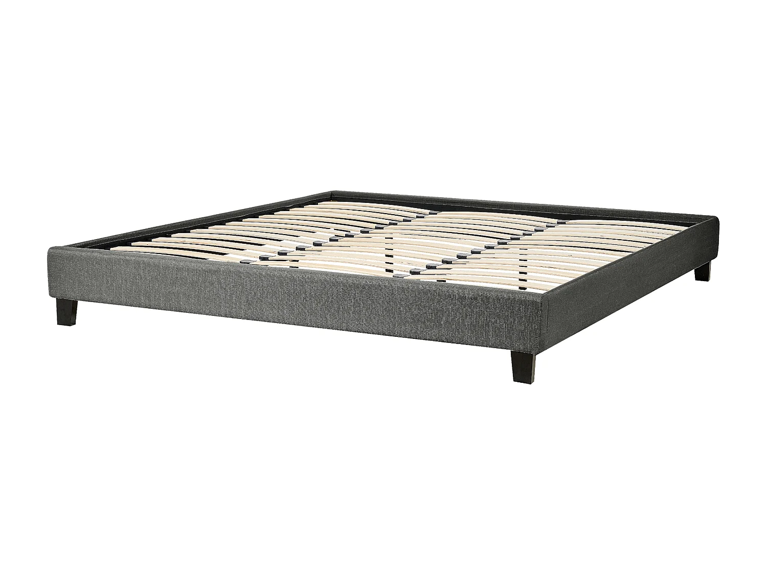 Lit sans tête de lit Tissu ROANNE 180 x 200 cm Gris