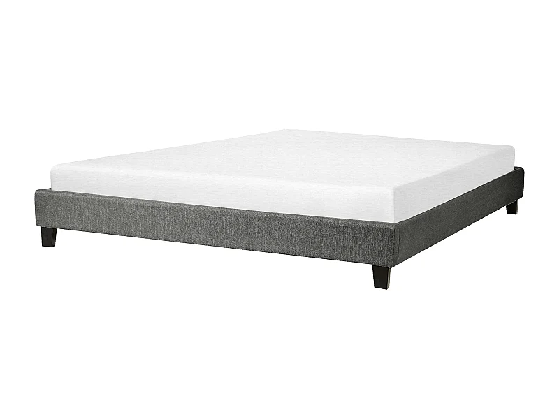 Lit sans tête de lit Tissu ROANNE 180 x 200 cm Gris