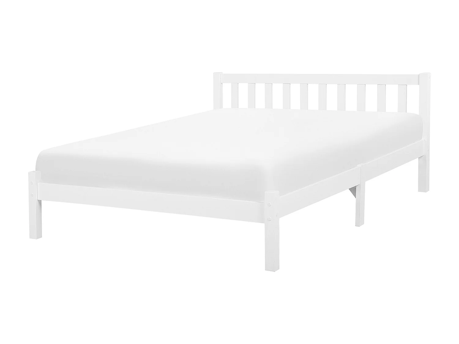 Lit avec sommier Bois de pin FLORAC 160 x 200 cm Blanc