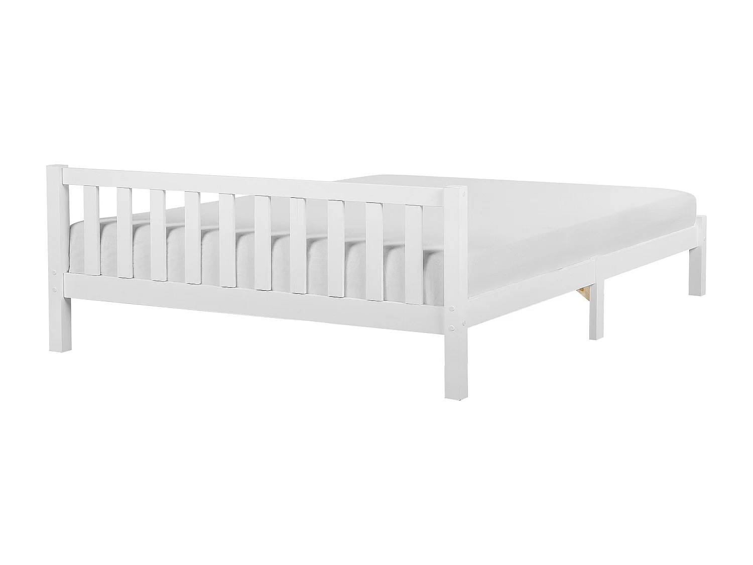 Lit avec sommier Bois de pin FLORAC 160 x 200 cm Blanc