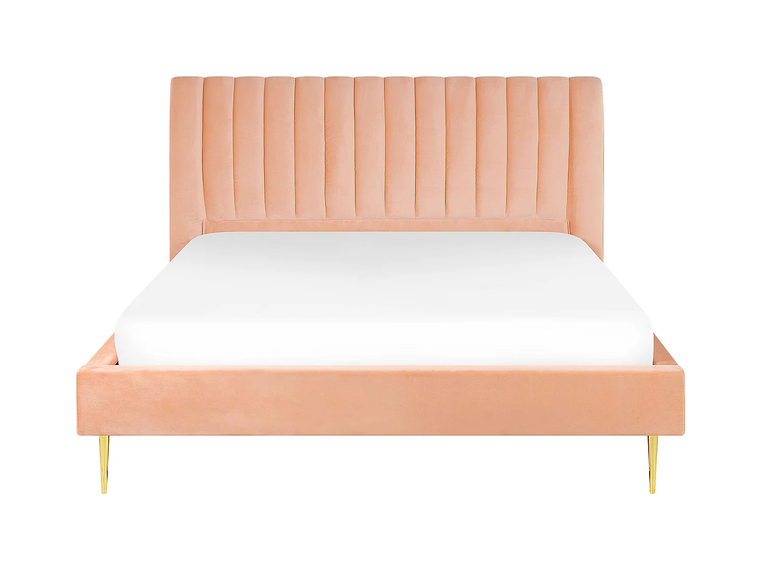 Lit avec sommier Velours MARVILLE 180 x 200 cm Rose pêche