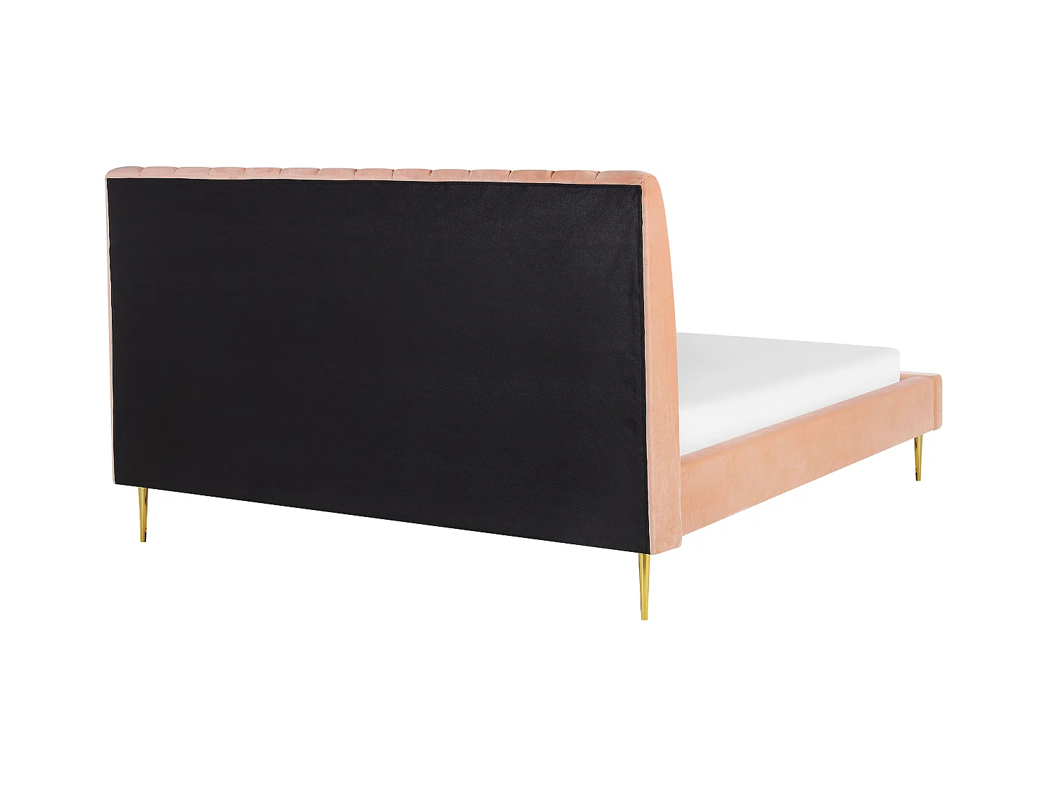 Lit avec sommier Velours MARVILLE 180 x 200 cm Rose pêche