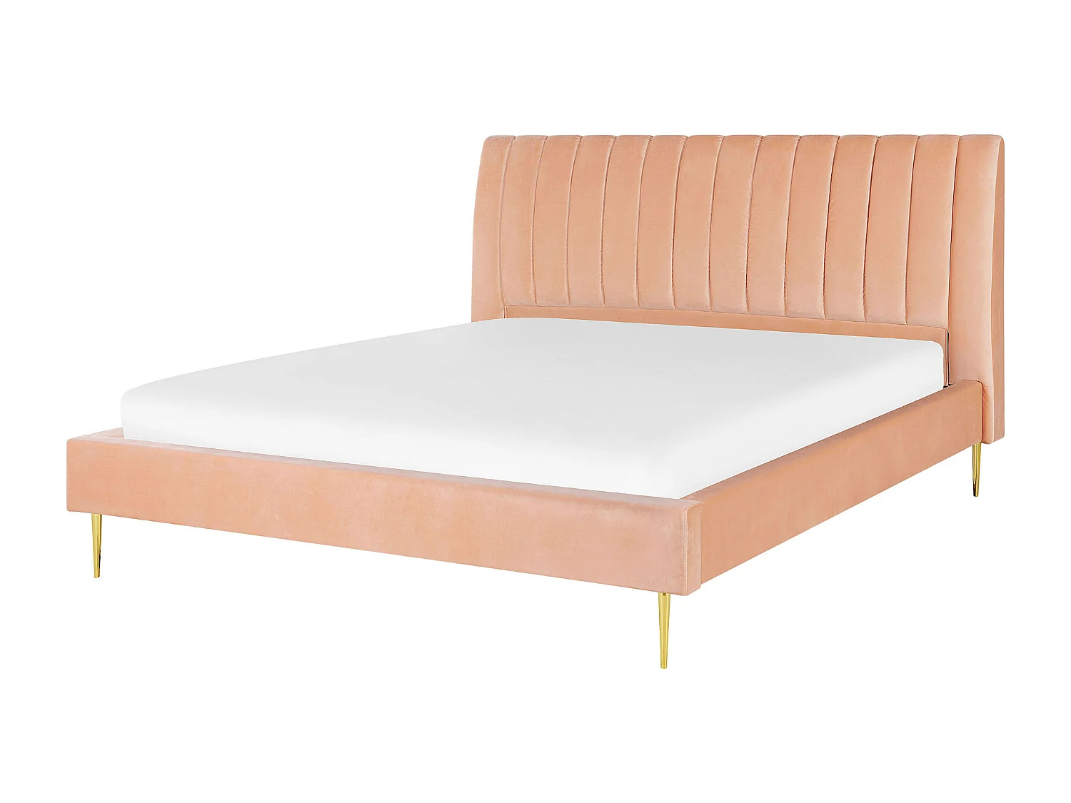 Lit avec sommier Velours MARVILLE 180 x 200 cm Rose pêche