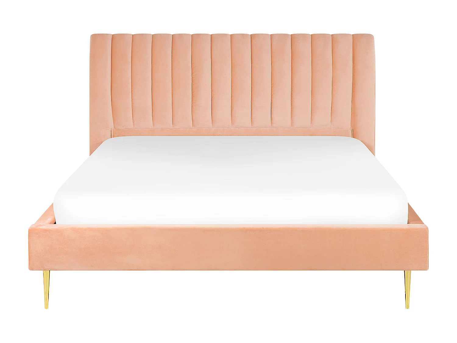 Lit avec sommier Velours MARVILLE 180 x 200 cm Rose pêche
