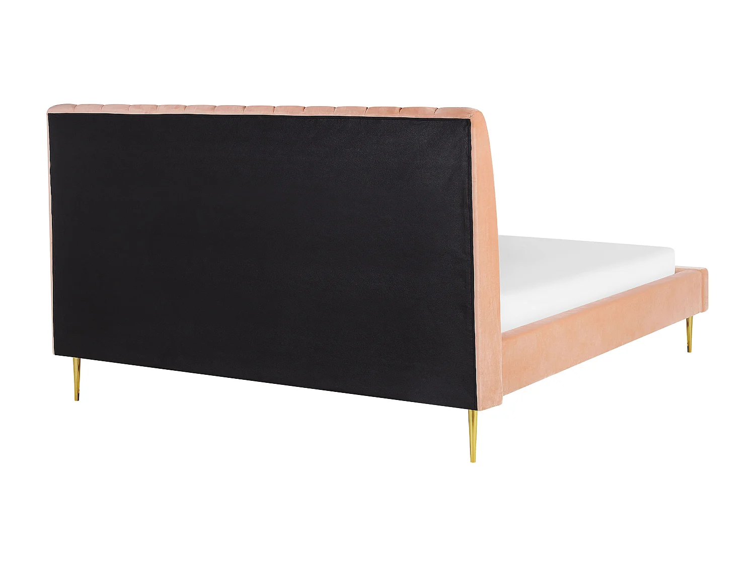 Lit avec sommier Velours MARVILLE 180 x 200 cm Rose pêche