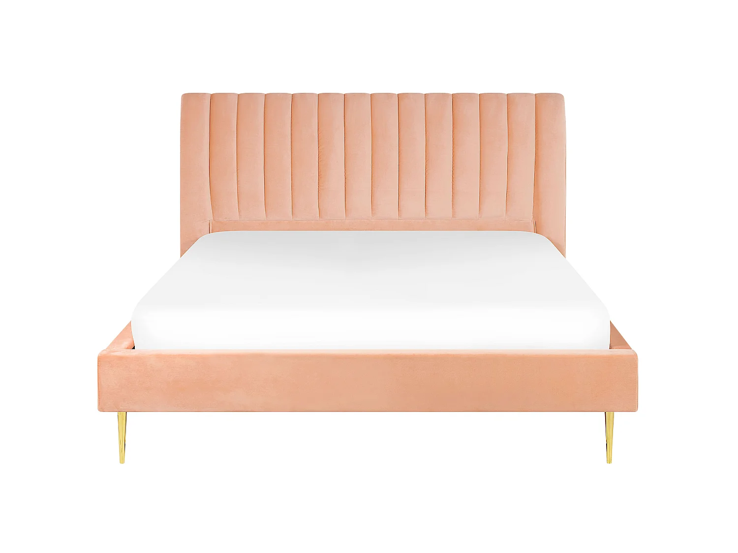 Lit avec sommier Velours MARVILLE 180 x 200 cm Rose pêche
