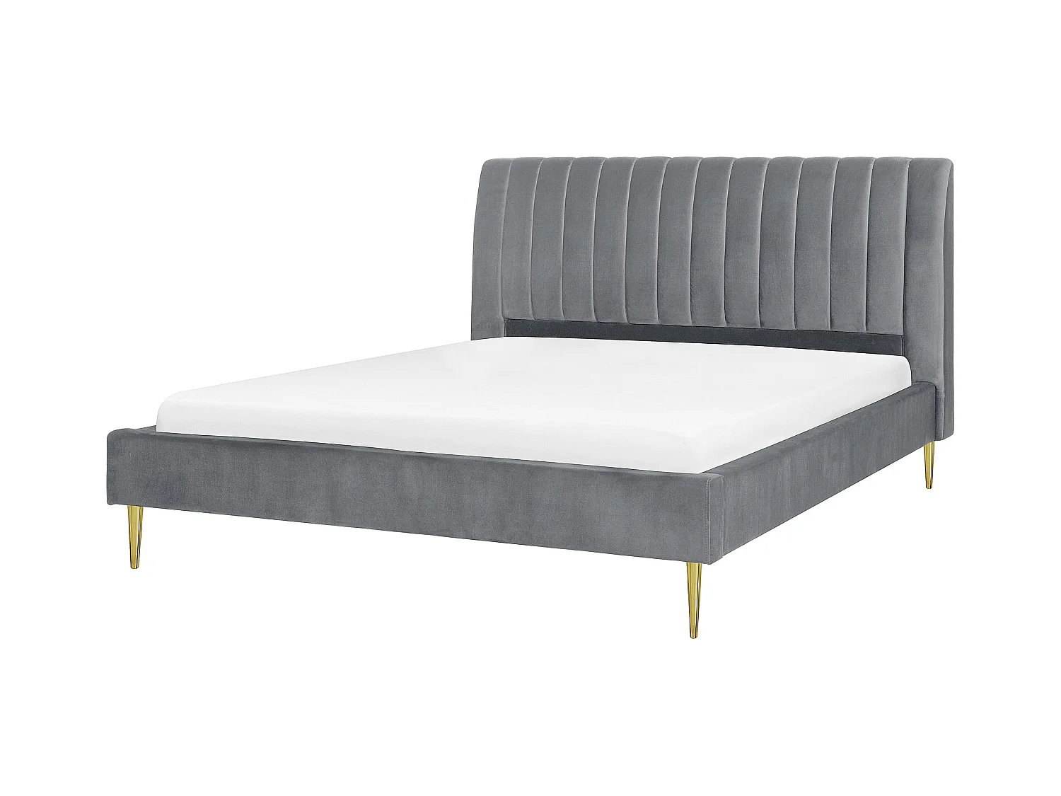 Lit avec sommier Velours MARVILLE 180 x 200 cm Gris