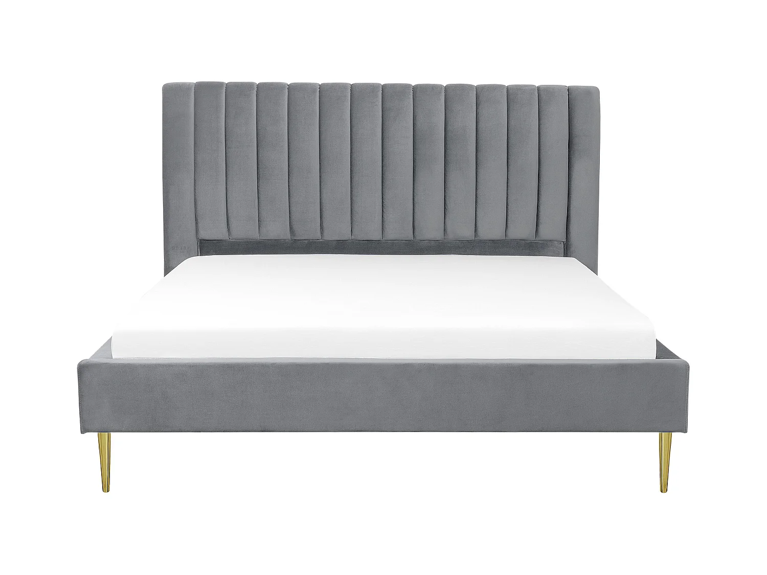 Lit avec sommier Velours MARVILLE 180 x 200 cm Gris