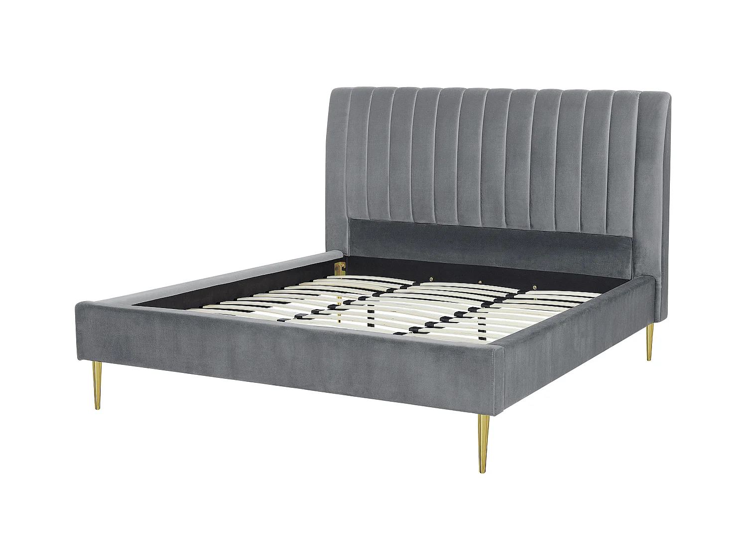 Lit avec sommier Velours MARVILLE 180 x 200 cm Gris